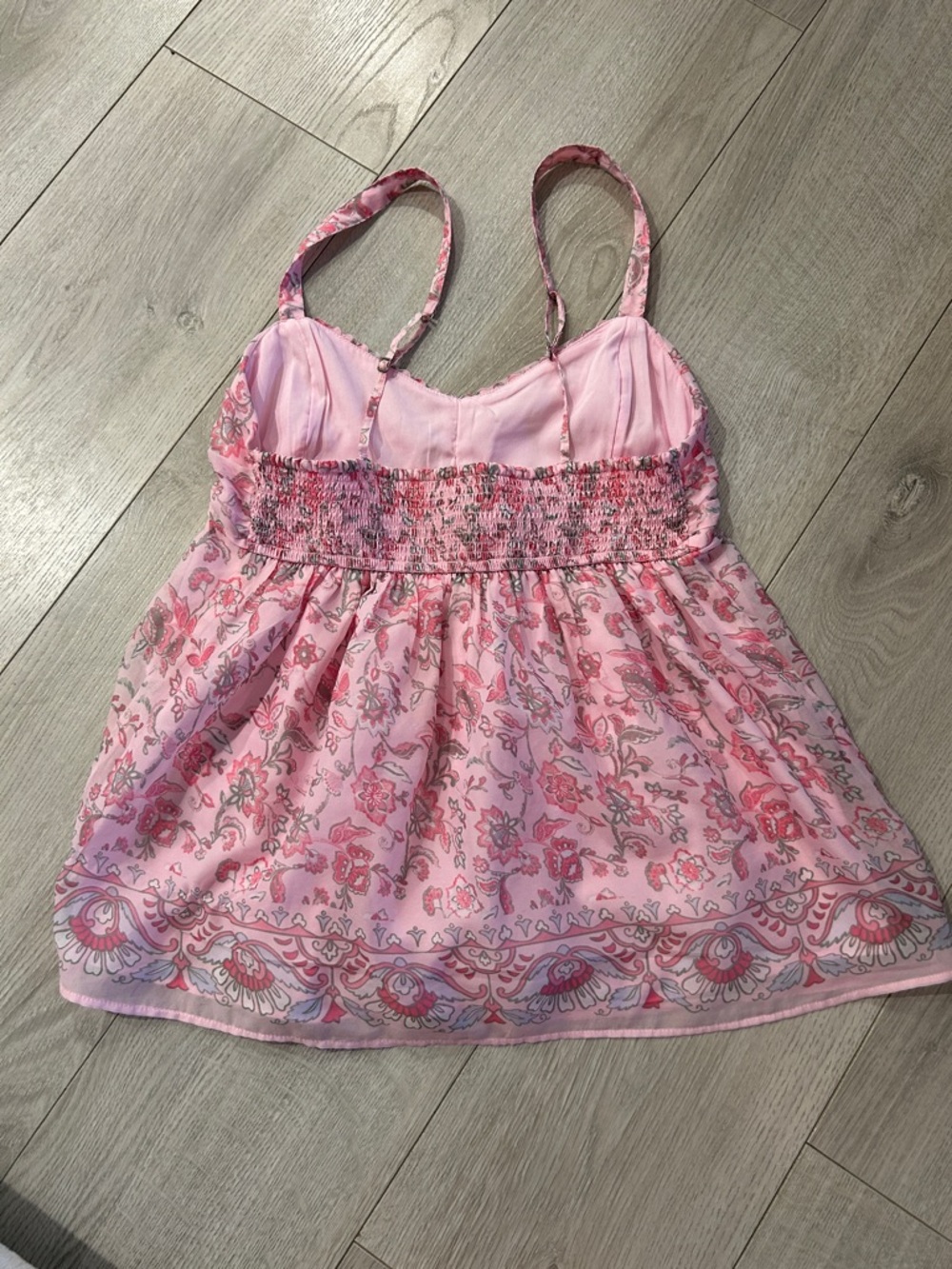 Hollister Pink Floral Spaghetti-Strap Tank Top - Picture 6 of 7